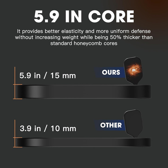 Pickleball Paddle Set of 2 Lightweight Carbon Graphite Anti-Slip Grip w/ 4 Balls - Picture 5 of 6